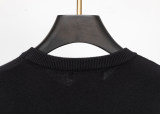 Men's casual Cotton jacquard Long sleeve round neck Sweater black 3011