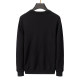 Men's casual Cotton jacquard Long sleeve round neck Sweater black 3013
