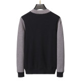 Men's casual Cotton jacquard Long sleeve Cardigan Sweater black 3031