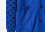 Men's casual Cotton jacquard Long sleeve Cardigan Sweater blue 3019