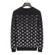 Men's casual Cotton jacquard Long sleeve round neck Sweater black 3002