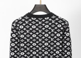 Men's casual Cotton jacquard Long sleeve round neck Sweater black 3036