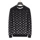 Men's casual Cotton jacquard Long sleeve round neck Sweater black 3002