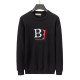 Men's casual Cotton jacquard Long sleeve round neck Sweater black 3011