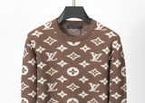 Men's casual Cotton jacquard Long sleeve round neck Sweater brown 3036