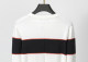 Men's casual classics Cotton jacquard Long sleeve round neck Sweater white 3006