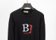 Men's casual Cotton jacquard Long sleeve round neck Sweater black 3011