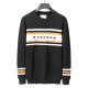 Men's casual Cotton jacquard Long sleeve round neck Sweater black 3056