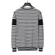 Men's casual Cotton stripe jacquard Long sleeve Cardigan Sweater black white 3057