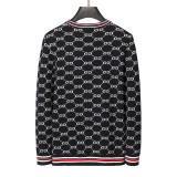 Men's casual Cotton jacquard Long sleeve round neck Sweater black 3007