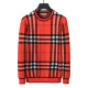 Men's casual Cotton jacquard Long sleeve round neck Sweater red 3016