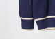 Men's casual Cotton jacquard Long sleeve V-neck Sweater blue 3028