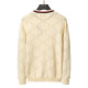 Men's casual Cotton jacquard Long sleeve round neck Sweater apricot 3027