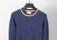 Men's casual Cotton jacquard Long sleeve round neck Sweater blue 3027