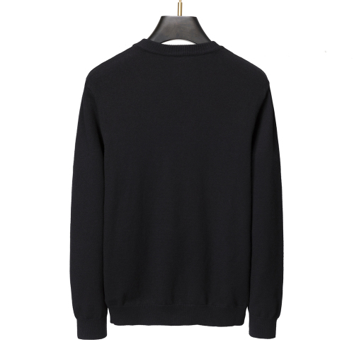 Men's casual Cotton jacquard Long sleeve round neck Sweater black 3015