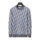 Men's casual Cotton stripe jacquard Long sleeve Cardigan Sweater grey 3035