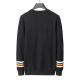 Men's casual Cotton jacquard Long sleeve round neck Sweater black 3056