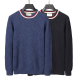 Men's casual Cotton jacquard Long sleeve round neck Sweater blue 3027