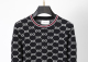 Men's casual Cotton jacquard Long sleeve round neck Sweater black 3007