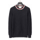 Men's casual Cotton jacquard Long sleeve round neck Sweater black 3027