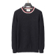 Men's casual Cotton jacquard Long sleeve round neck Sweater black 3027