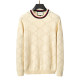 Men's casual Cotton jacquard Long sleeve round neck Sweater apricot 3027