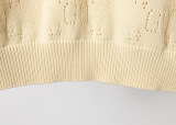 Men's casual Cotton jacquard Long sleeve round neck Sweater apricot 3027