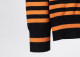 Men's casual Cotton stripe jacquard Long sleeve Cardigan Sweater Orange black 3057