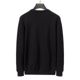 Men's casual Cotton jacquard Long sleeve round neck Sweater black 3014