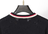 Men's casual Cotton jacquard Long sleeve round neck Sweater black 3027