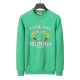 Men's casual Cotton jacquard Long sleeve round neck Sweater Green 3015
