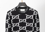 Men's casual Cotton jacquard Long sleeve round neck Sweater black 3050