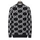 Men's casual Cotton jacquard Long sleeve round neck Sweater black 3050