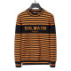 Men's casual Cotton stripe jacquard Long sleeve Cardigan Sweater Orange black 3057
