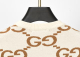 Men's casual Cotton jacquard Long sleeve round neck Sweater apricot 3050