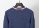 Men's casual Cotton jacquard Long sleeve round neck Sweater blue 3027