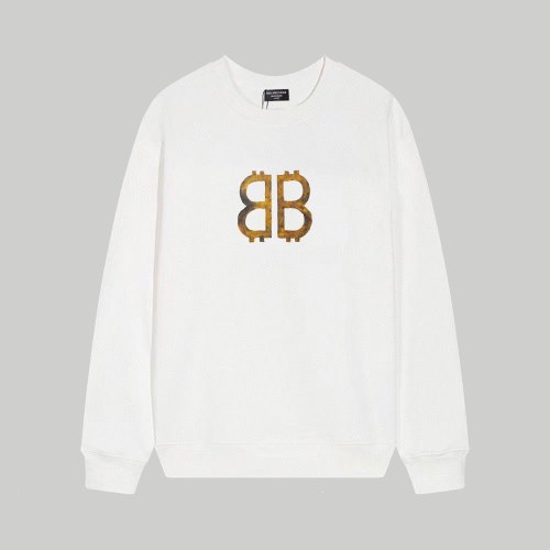 Men's casual Cotton Alphabet Print Long sleeve Sweater white