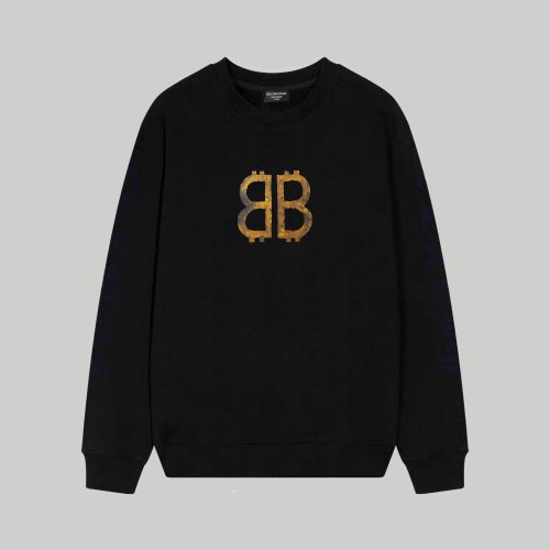 Men's casual Cotton Alphabet Print Long sleeve Sweater black