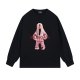 Men's casual Cotton character Print Long sleeve Sweater black