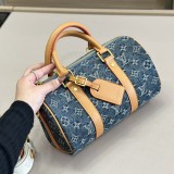 Women's original Keepall Printed cylinder handbag blue