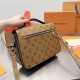 Women's original Pochette Metis Printed crossbody bag yellow brown 25cmX19cm