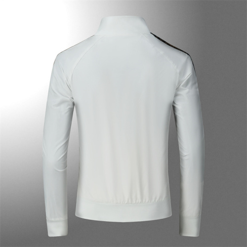 Men's casual Cotton embroidery Long sleeve zipper Jacket white 1778