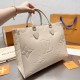 Women's original onthego Cowhide knurling handbag white 35cm