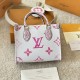Women's original onthego Cowhide handbag white pink 25cmx11cmx19cm