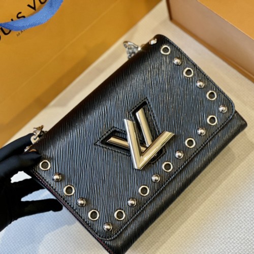 Women's original Crossbody Twist Epi Studded PM Ballerine Chain Bag 23CMX16CM