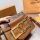 Women's original dauphine lock XL mini Cowhide shoulder bag Brown 20CMX16CM