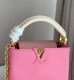 Women's original Capucines Taurillon Cowhide handbag Pink 20CMX14CM