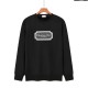 Men's casual Cotton embroidery Plush Long sleeve round neck Sweatshirt dark black 1888