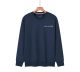 Men's casual Cotton embroidery Plush Long sleeve round neck Sweatshirt dark blue 1877