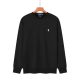 Men's casual Cotton embroidery Plush Long sleeve round neck Sweatshirt dark black 1879